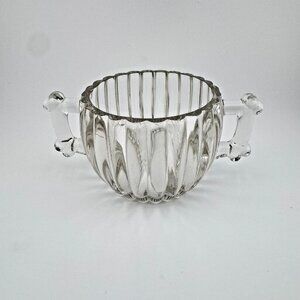Jeanette Depression Glass National Pattern Open Sugar Bowl Dish Gift Ware Ribbed